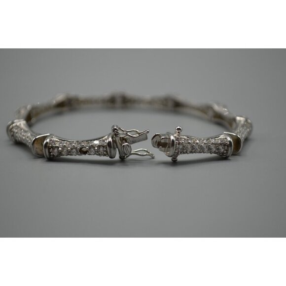 Hour Glass Bead Bracelet 925 PAJ Sterling Silver Clear Stone Hourglass 20.34g 8" - Picture 8 of 10